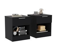 Vida Designs Trega Lot de 2 tables de chevet à 1 tiroir Noir - Table de chevet compacte peu encombrante - 41 x 39 x 28 cm - Bois d'ingénierie - Tiroirs coulissants, poignées argentées - Idéal pour
