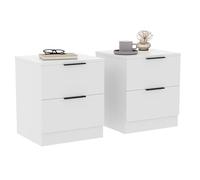 Vida Designs Trega Lot de 2 tables de chevet à 2 tiroirs Blanc - Table de chevet compacte peu encombrante - 41 x 39 x 28 cm - Bois d'ingénierie - Tiroirs coulissants, poignées noires - Idéal pour