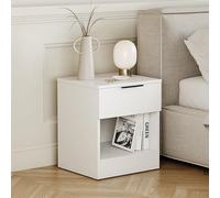 Vida Designs Trega Table de chevet 1 tiroir Blanc - Table de chevet compacte peu encombrante - 41 x 39 x 28 cm - Bois d'ingénierie - Tiroir coulissant lisse, poignée noire moderne - Idéal pour chambre