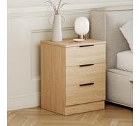 Vida Designs Trega Table de Chevet 3 tiroirs en pin - Table de Chevet compacte Peu encombrante - 50 x 39 x 28 cm - Bois d'ingénierie - Tiroirs coulissants, poignées argentées Modernes - Idéal pour