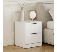 Vida Designs Trega Table de Chevet à 2 tiroirs Blanc - Table de Chevet compacte Peu encombrante - 41 x 39 x 28 cm - Bois d'ingénierie - Tiroirs coulissants, poignées Noires Modernes - Idéal pour