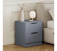 Vida Designs Trega Table de Chevet à 2 tiroirs Gris - Table de Chevet compacte Peu encombrante - 41 x 39 x 28 cm - Bois d'ingénierie - Tiroirs coulissants, poignées Noires Modernes - Idéal pour