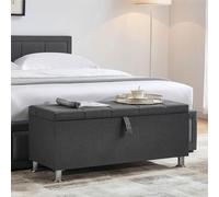 Vida Designs Valencia Ottoman, Couvercle en Tissu, siège, Tabouret, Banc, fenêtre, Coffre, Coffre de Rangement pour Jouets, Pouf, Repose-Pieds en Lin Gris foncé