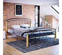 Vida Designs Venice Cadre de lit King Size en métal et Bois Massif avec tête de lit Basse Noir 152 cm