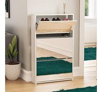Vida Designs Welham Armoire à Chaussures à 3 tiroirs avec Miroir, Armoire de Rangement, Meuble de Rangement pour Chaussures, Buffet en Bois, Blanc
