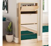 Vida Designs Welham tiroirs avec Miroir Meuble de Rangement pour Chaussures-Buffet en Bois-Chêne, d'ingénierie, 4 Drawer, 16.5 x 62.4 x 134 cm