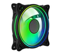 Vida Infinity01 Ventilateur de boîtier ARGB à double anneau PWM, roulement hydraulique, effet miroir infini, 500-1500 tr/min, noir