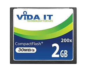 Vida IT Carte Mémoire CF Compact Flash 2 Go Vitesse 200x Vitesse 30 Mo/s IDE 50 Broches pour Appareil Photo numérique Canon EOS 10D 20D 20Da EOS 300D 30D 350D 400D 40D 50D 5D Mark II EOS 7D EOS D30