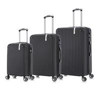 VIDA since 1995 Lots de 3 Valise Rigide VR628 Roue Double 360°, avec souflet d'Extensions .Coin Renfort, Bon Rapport/Qualité (Noir (Black), Set X3PCS (S-M-L))
