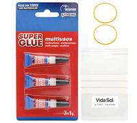 VIDA SOL Colle Instantanée Extreme Multi-Usages, Ultra Résistante pour Bois, Plastique, Caoutchouc, Métal, Papier, Céramique, etc. Colle en 10 Secondes, Séchage Rapide et Durable, 3x1G