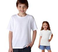 Vida Sol T-Shirt Enfant 100% Coton, Unisexe, Manches Courtes, Col Rond, 1 Unité, Doux et Respirant, Design Basique et Confortable, Idéal pour Un Usage Quotidien, Taille 5-6 Ans, Blanc, XS