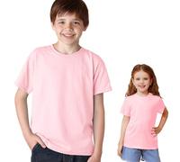 Vida Sol T-shirt pour enfant 100 % coton, manches courtes, col rond, doux et respirant, design basique et confortable, idéal pour un usage quotidien, tailles 3-15 ans, couleurs assorties, rose, 9-10