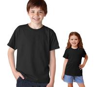 Vida Sol T-shirt pour enfant 100 % coton, manches courtes, col rond, doux et respirant, design basique et confortable, idéal pour un usage quotidien, tailles 3-15 ans, couleurs assorties, Noir , 9-10