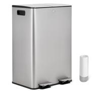 Vidacharmy Poubelle de cuisine double, 2x20L, poubelle à pédale en acier inoxydable, Poubelle Anti-traces pour Cuisine avec 20 Sacs Poubelles, Seaux Intérieurs, Couvercles en Douceur,41.7x36.5x57.5CM