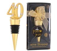 VIDACONTIGO Lot de 24 bouchons à vin - Cadeaux de fête d'anniversaire - Noirs et dorés - Décorations souvenirs pour invités (noir 40, 24)