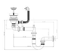 Vidage 1 bac CUIPD661-A pour évier inox NINO 1 bac 100 cm - Siphon gain de place