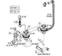 Vidage automatique 2 bacs CUIPD018 pour évier Villeroy & Boch SUWAY PURE - Siphon gain de place
