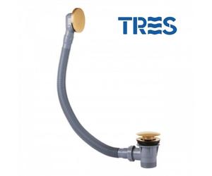 Vidage baignoire avec trop-plein et valve automatique Doré CLICK-CLACK - TRES - 03453420OR