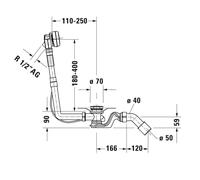 Vidage Baignoire Duravit Quadroval avec trop-plein 792201000001000