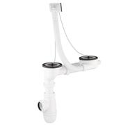 Vidage complet NF pour évier 2 bacs Ø50 mm entraxe réglable, avec prise machine à laver NOYON & THIEBAULT