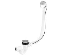Vidage de baignoire complet à câble 650mm, volant en inox chromé NOYON & THIEBAULT | siphon orientable à 360° | débit de 59 L/min | sortie standard Ø40 mm | actionnement par rotation du volant
