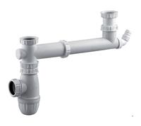 Vidage d'évier - VALENTIN - 00 778100 001 00 - Entraxe réglable 160-360 mm - Prise MAL incluse - Siphon intégré