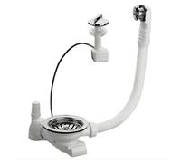 Vidage évier 1 cuve trou 90 mm, bonde automatique à câble avec trop plein, inox