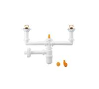 Vidage évier gré 2 cuves, avec siphon central