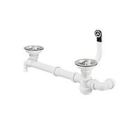 Vidage manuel complet Ø90mm - - Pour évier résine 2 cuves