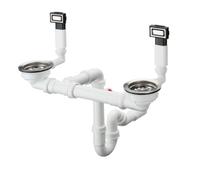 hansgrohe vidage / trop-plein match0 43922800 D15-10 BSO, acier inoxydable, manuel, pour 2 vasques