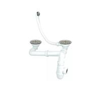 Vidage Nicoll 224316 pour évier 2 bacs D90mm panier commande manuelle gain de place