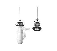Vidage PVC pour évier grès 2 cuves avec siphon et prise machine à laver