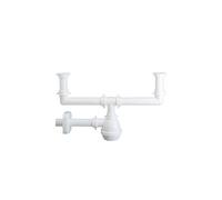 Vidage + siphon en M pour évier deux cuves.