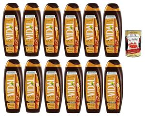 Vidal Docciaschiuma Olio di argan vellutante Lot de 12 gels douche à l'huile d'argan Poudre liquide Soin et nettoyage du corps + Italian Gourmet Polpa 400 g