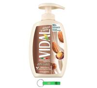 Vidal Lot de 24 savons liquides au beurre de karité et à l'huile d'amande 300 ml + porte-clés Beni Culinari
