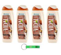 Vidal Lot de 4 gels douche Bagnodoccia/mousse de douche à l'huile d'amande et au beurre de karité 250 ml + porte-clés Beni Culinari
