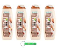 Vidal Lot de 4 gels douche Bagnodoccia/mousse de douche à l'huile d'amande et au beurre de karité 500 ml + porte-clés Beni Culinari