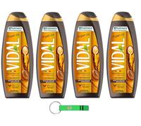 Vidal Lot de 4 gels douche Bagnodoccia/mousse de douche à l'huile d'argan 500 ml + porte-clés Beni Culinari