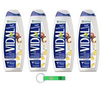 Vidal Lot de 4 gels douche Bagnodoccia/mousse de douche à l'huile de macadamia 500 ml + porte-clés Beni Culinari