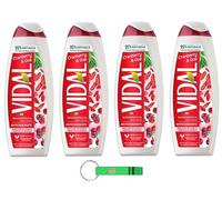 Vidal Lot de 4 gels douche Bagnodoccia/mousse de douche avec baies de goji et canneberge 500 ml + porte-clés Beni Culinari