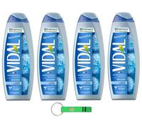 Vidal Lot de 4 gels douche Bagnodoccia/mousse de douche avec talc 500 ml + porte-clés Beni Culinari