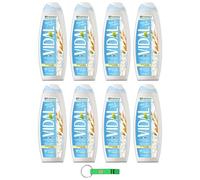 Vidal Lot de 8 gels douche Bagnodoccia Milk & crème/mousse de douche avec lait de riz et avoine 500 ml + porte-clés Beni Culinari