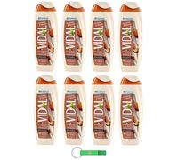 Vidal Lot de 8 gels douche Bagnodoccia/mousse de douche à l'huile d'amande et au beurre de karité 250 ml + porte-clés Beni Culinari