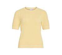Vila Pull Dalo col rond en maille manches courtes jaune pastel Taille S Femme