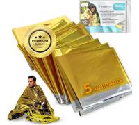 Vidaprime couvertures de Survie isothermiques réutilisables Lot de 5 Couverture de Survie épaisse & Thermique - Protection Anti-Chaleur Contre Froid - Couverture isothermique 210x160cm