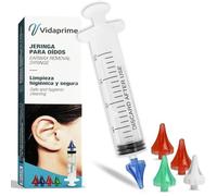 Vidaprime Kit Seringue Nettoyage Oreille PROFESSIONNEL - Nettoyeur Auriculaire pour Cire, Seringue Oreille avec x5 Embouts Quad-Stream CONFORT INCLUS, Kit Lavage Oreille pour Élimination Cire.