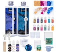 VidaRosa Kit de démarrage en résine époxy transparente pour art, artisanat, bijoux avec moules, pigments, accessoires 600 ml
