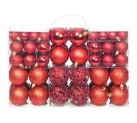 vidaXL 100x Boules de Noël Plastique Rouge Décorations Sapin Arbre Fête Maison Rouge G