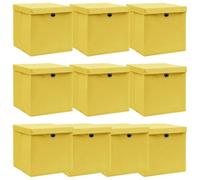 vidaXL 10x Boîtes de Rangement avec Couvercles Pliable Organisateur Bac de Stockage Coffre de Rangement Chaussettes Foulards Jaune 32x32x32 cm Tissu