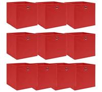 vidaXL 10x Boîtes de Rangement Pliable Organisateur Bac de Stockage Coffre de Rangement Chaussettes sous-vêtements Foulards Rouge 32x32x32 cm Tissu